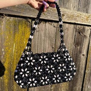 Small Beaded Black & White Purse
